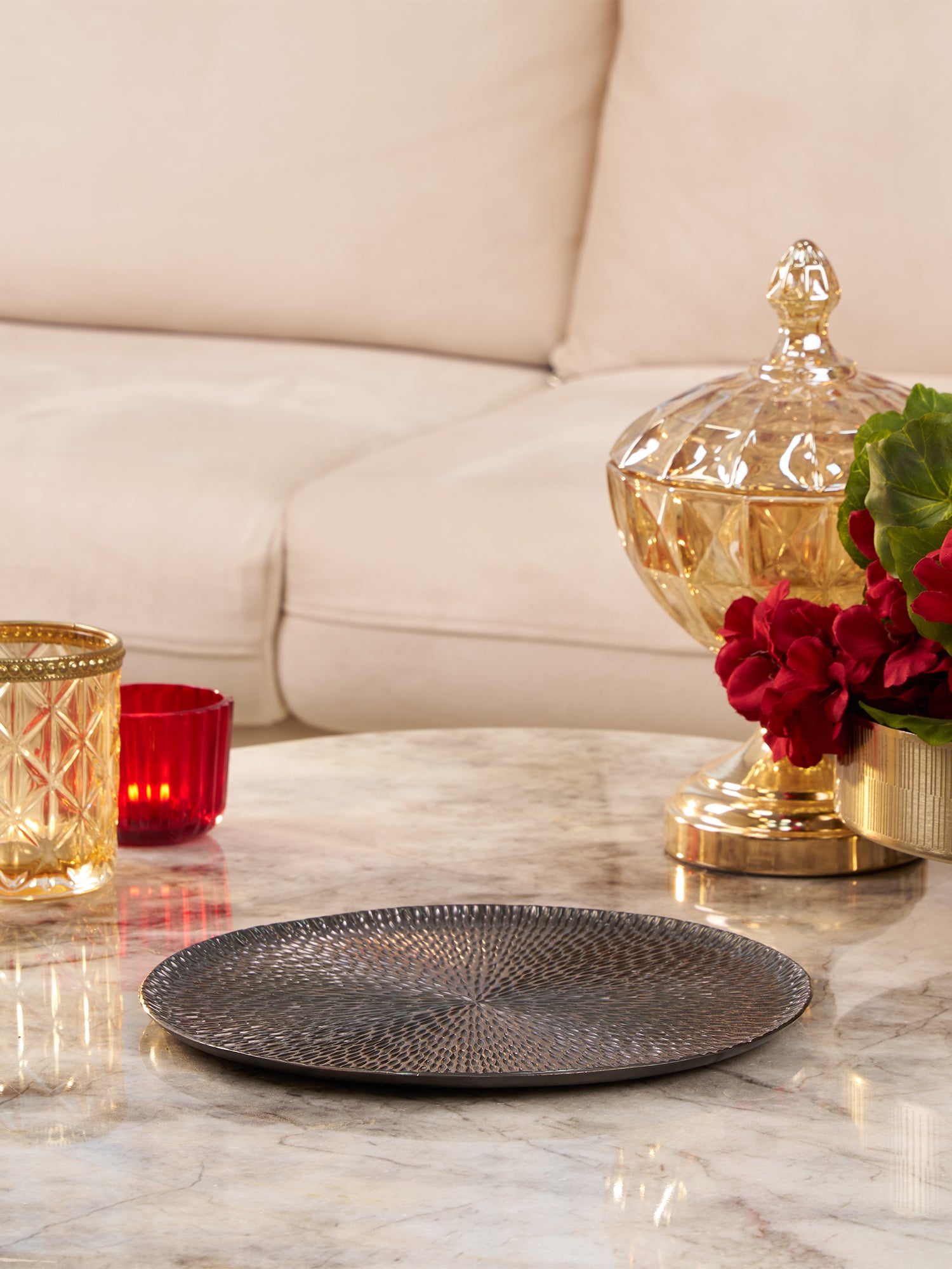 Bronze Aura Hammered Platter