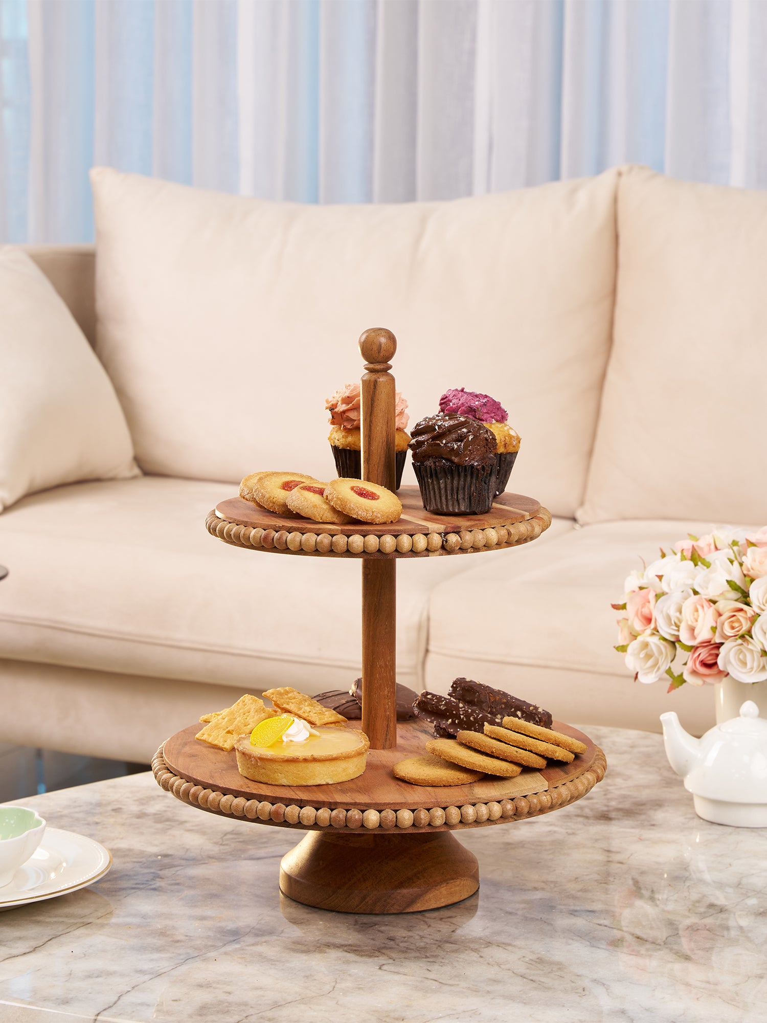 Beaded Tiered Cake Stand