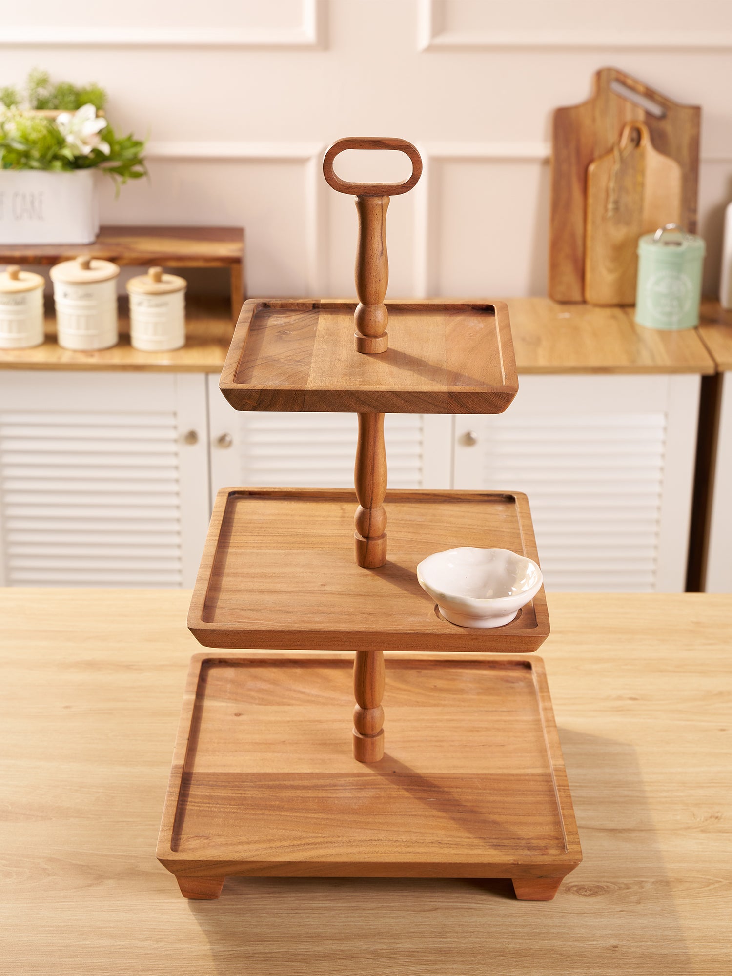 Savanna Tiered Acacia Cake Stand