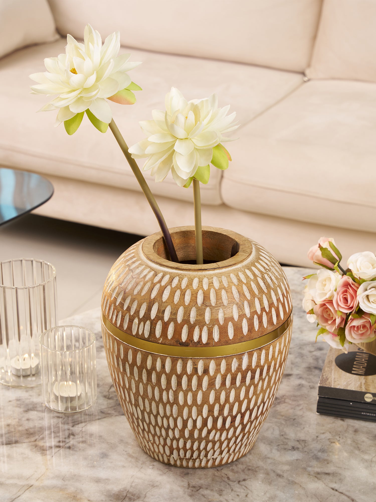 Aurelia Petite Whitewood Gold Vase