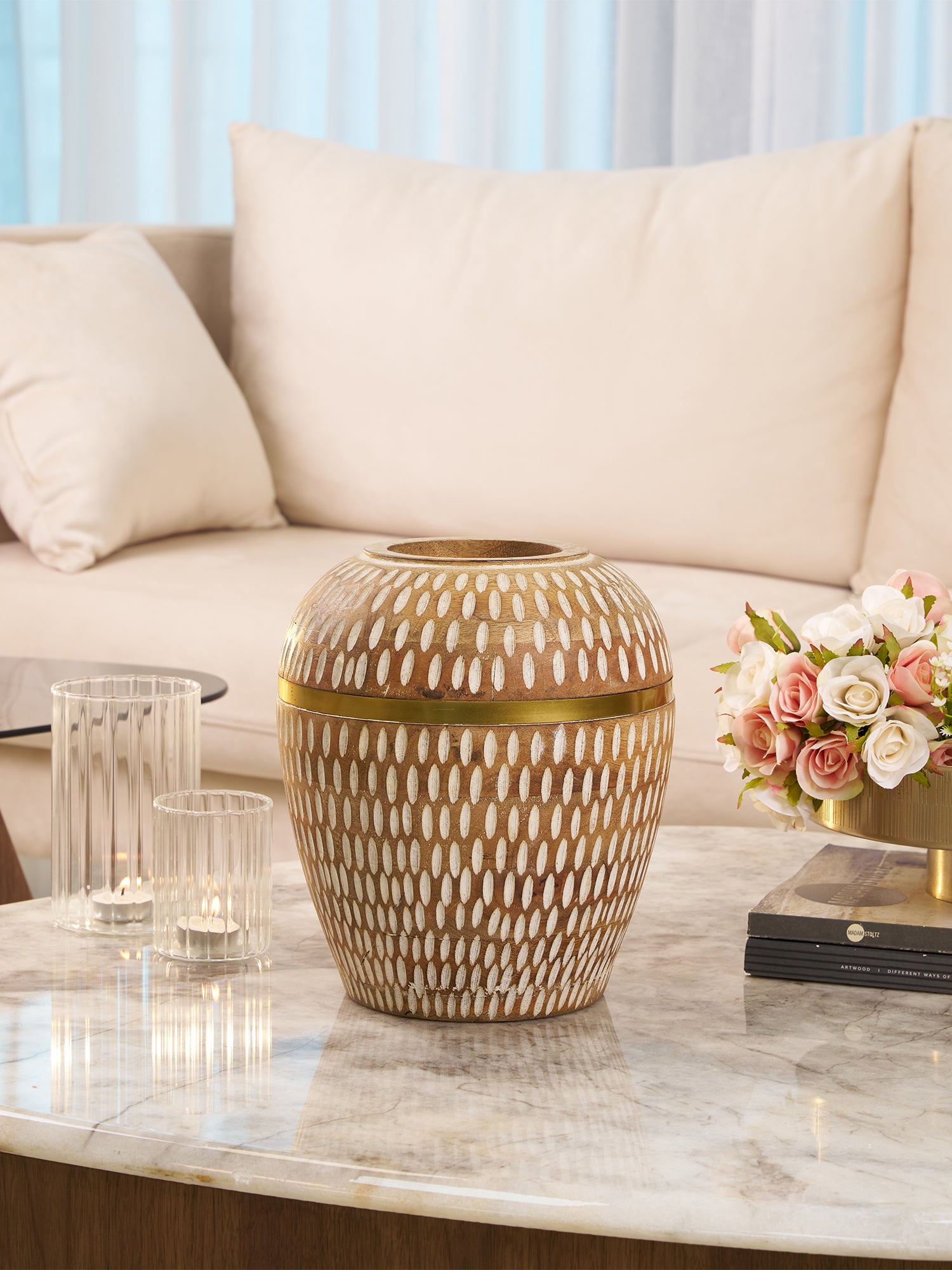 Aurelia Petite Whitewood Gold Vase