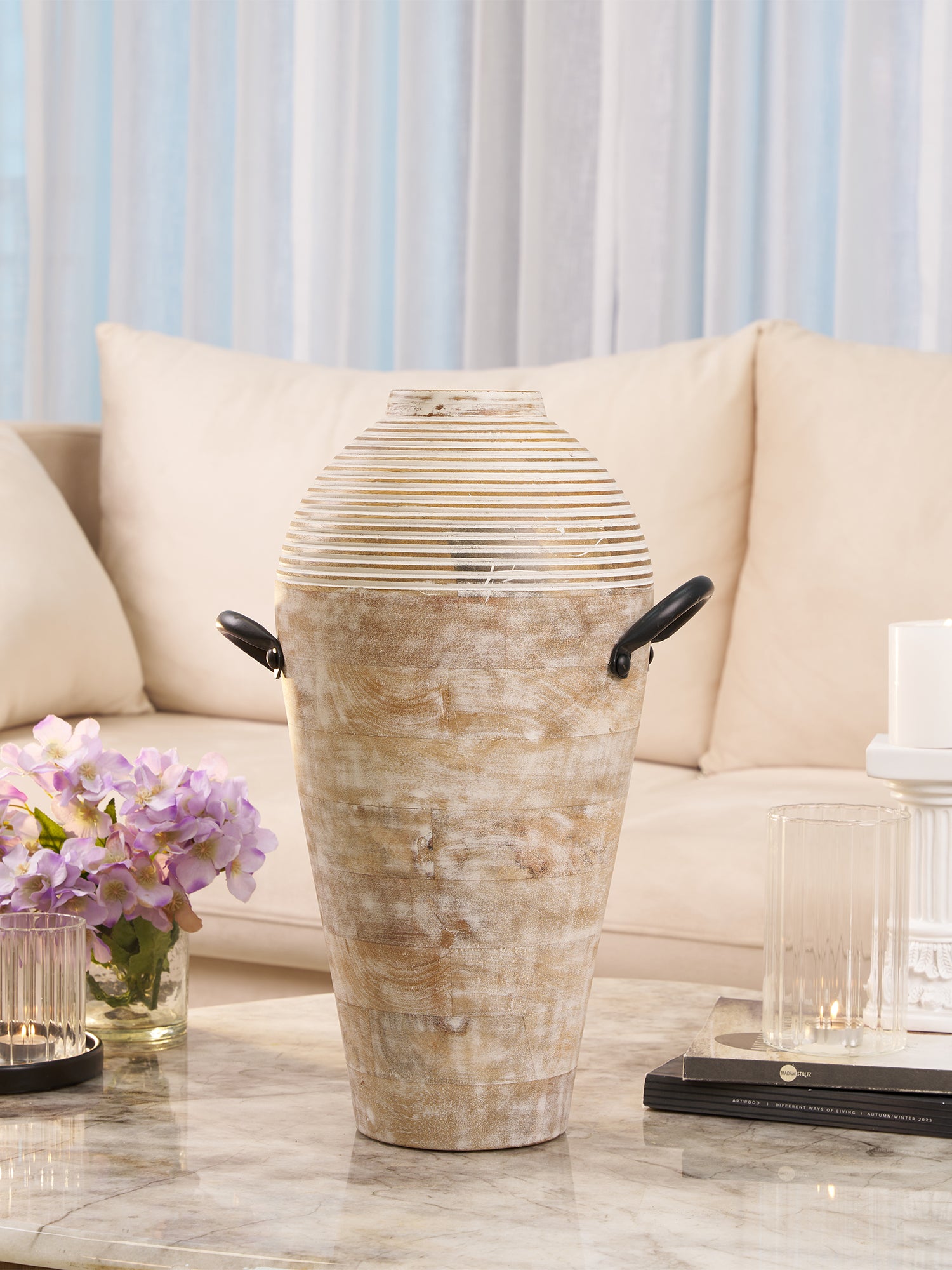 Arden Whitewood Handle Vase