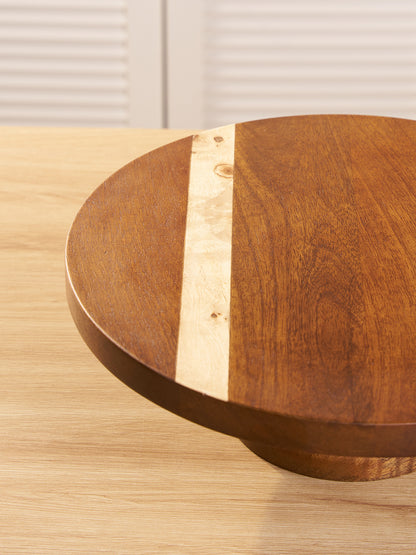 Walnut Burlwood Elegance Cake Stand