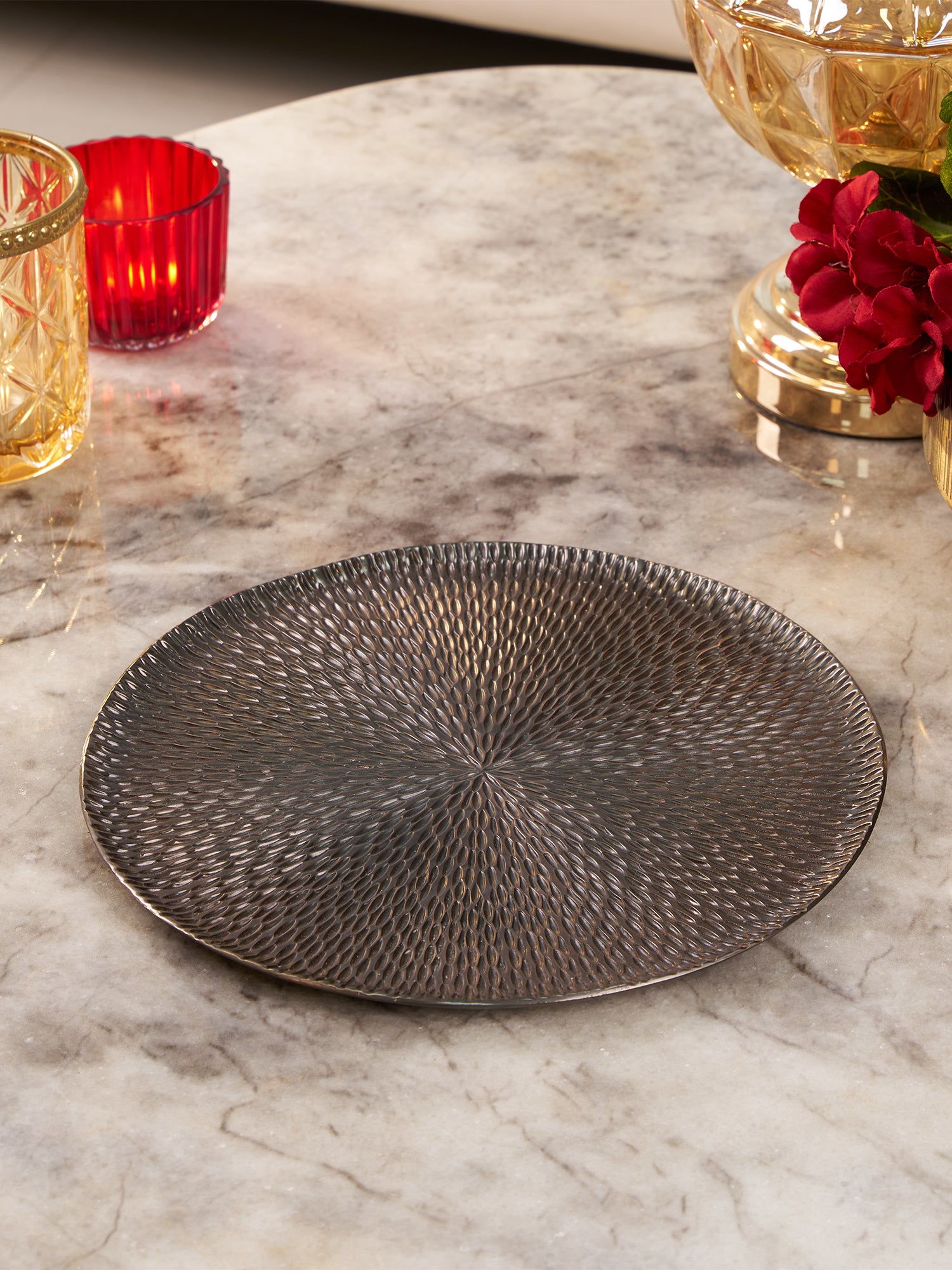 Bronze Aura Hammered Platter