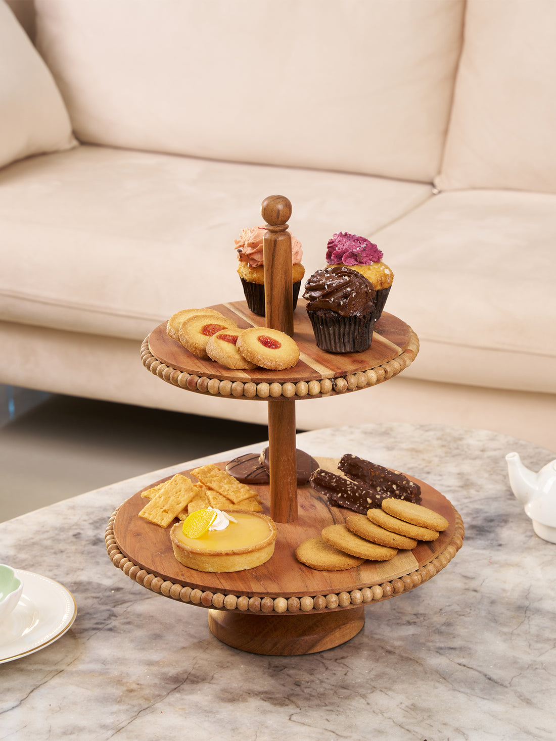 Beaded Tiered Cake Stand