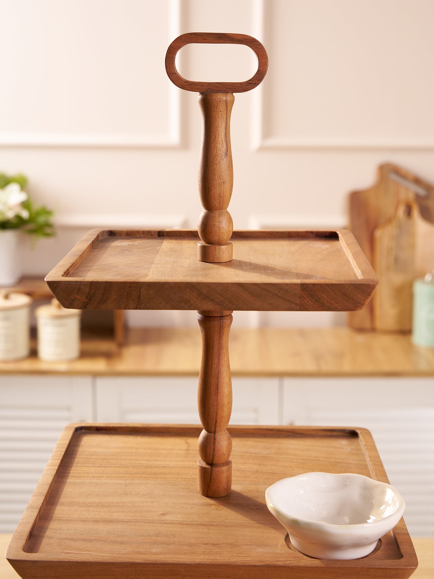 Savanna Tiered Acacia Cake Stand