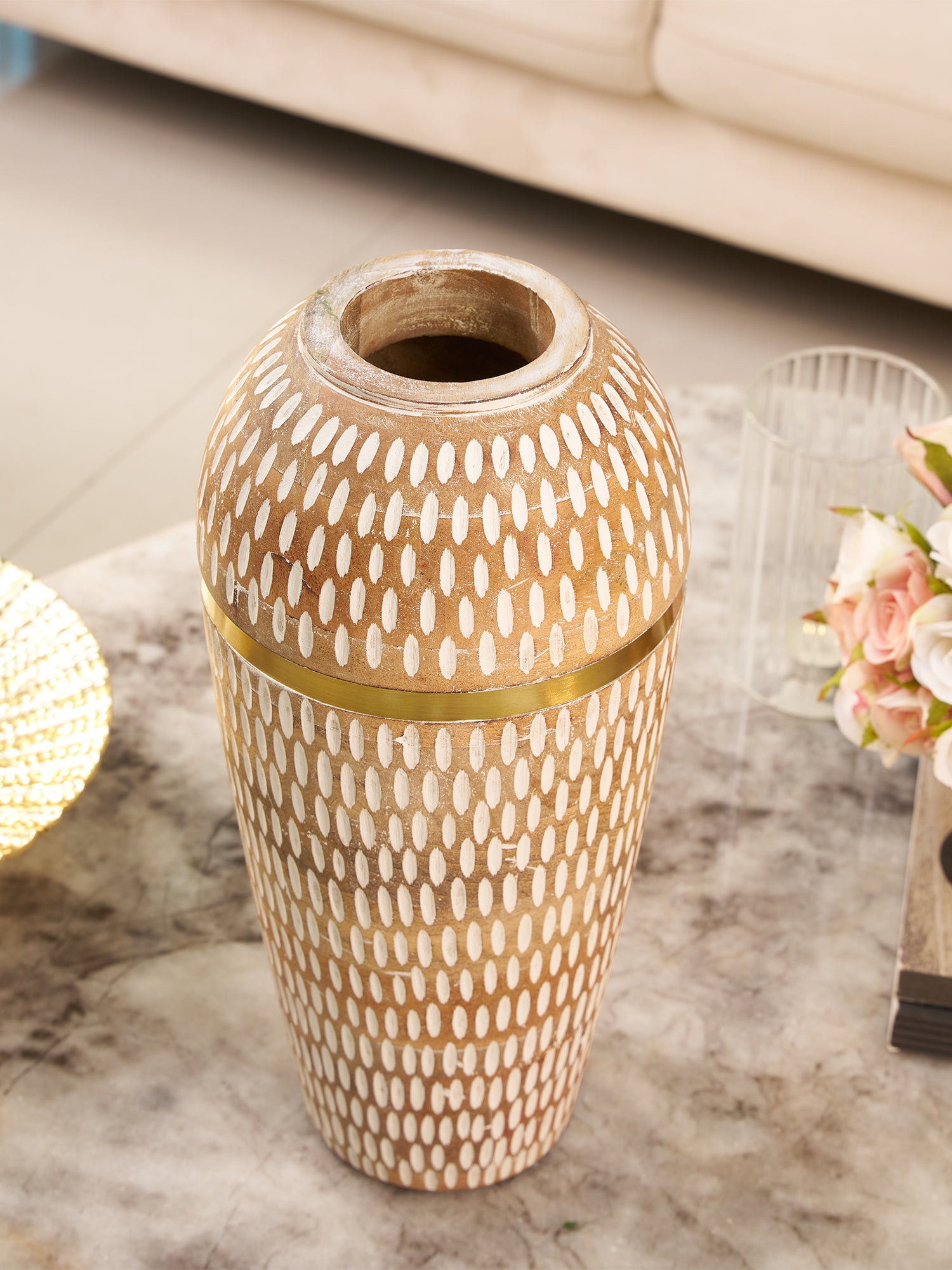 Aurelia Whitewood Gold Vase