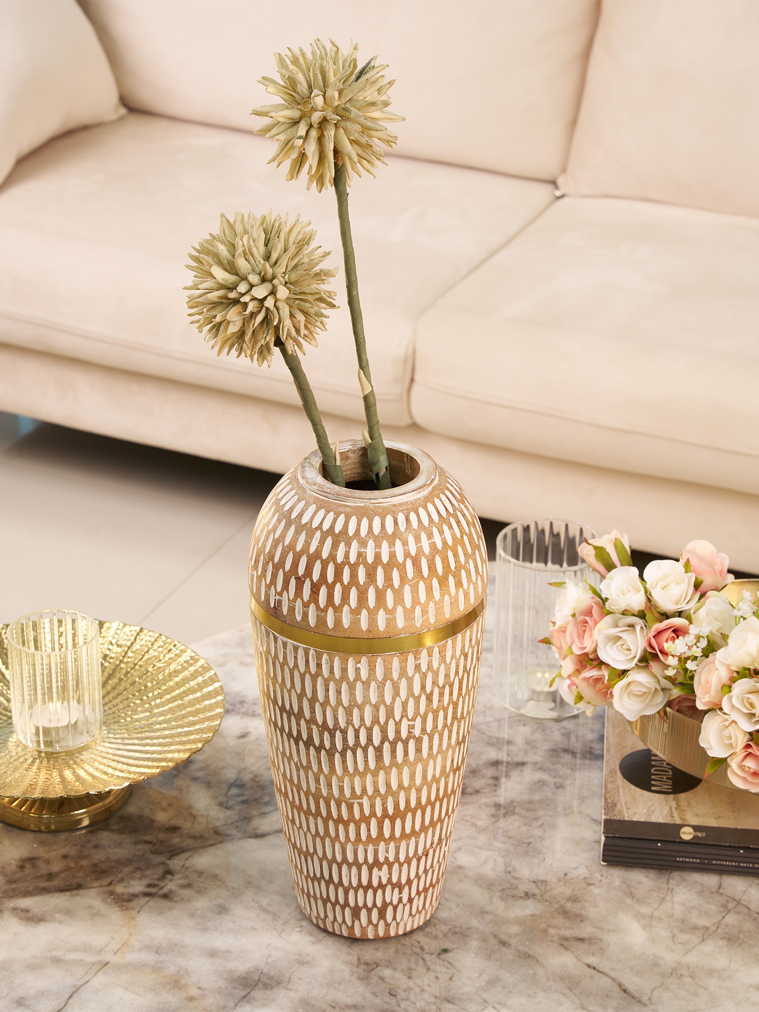 Aurelia Whitewood Gold Vase