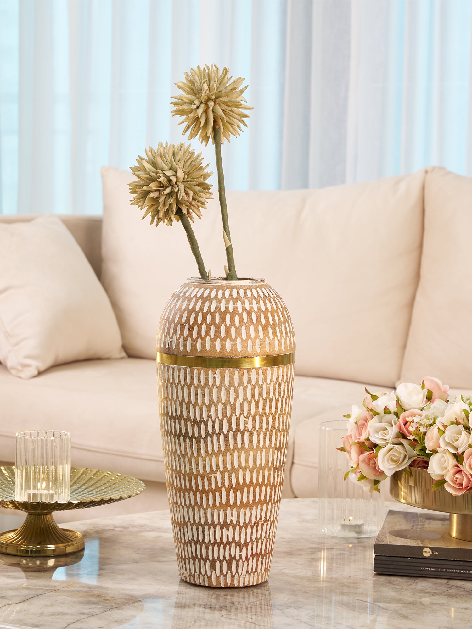 Aurelia Whitewood Gold Vase