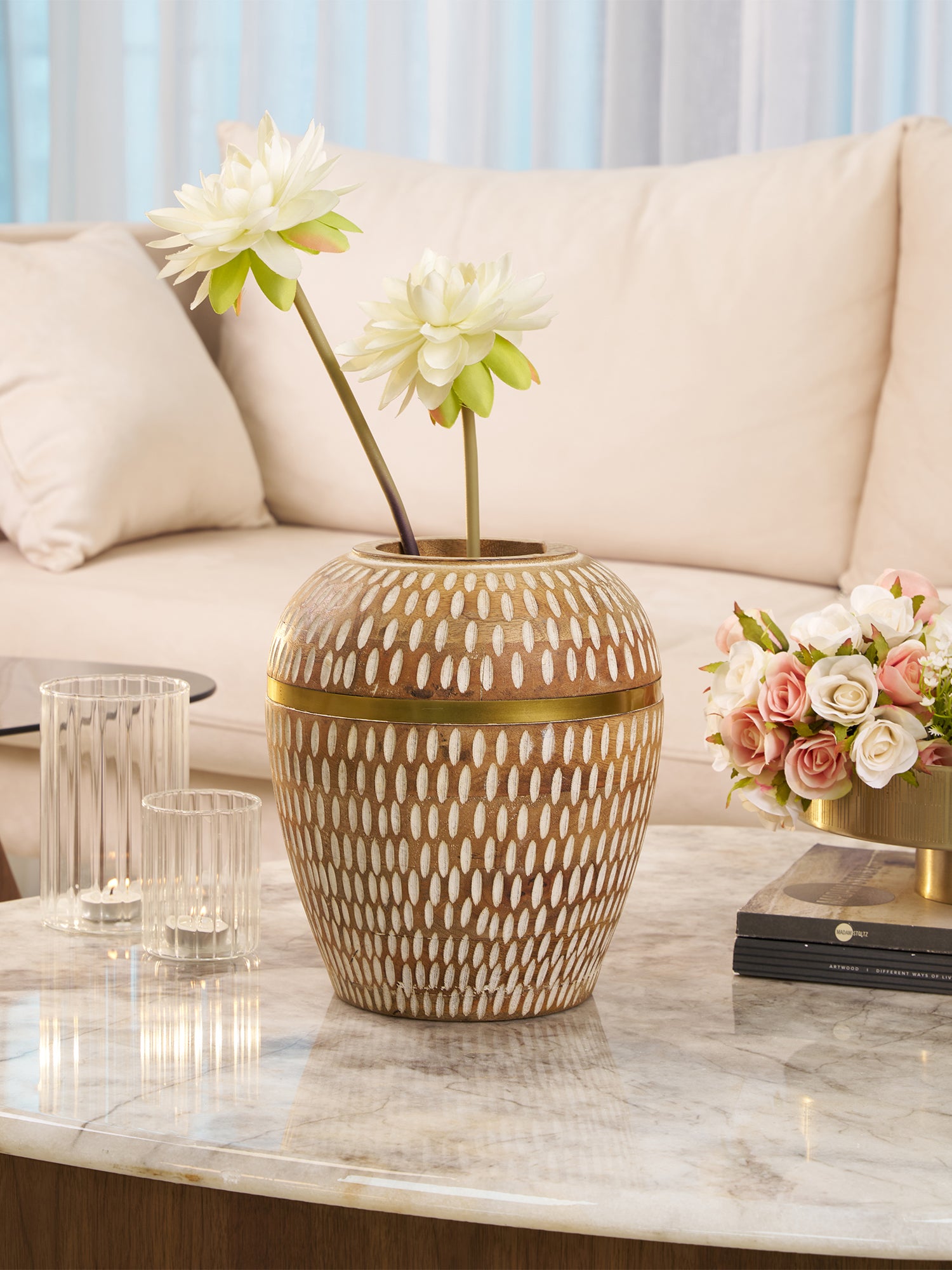 Aurelia Petite Whitewood Gold Vase