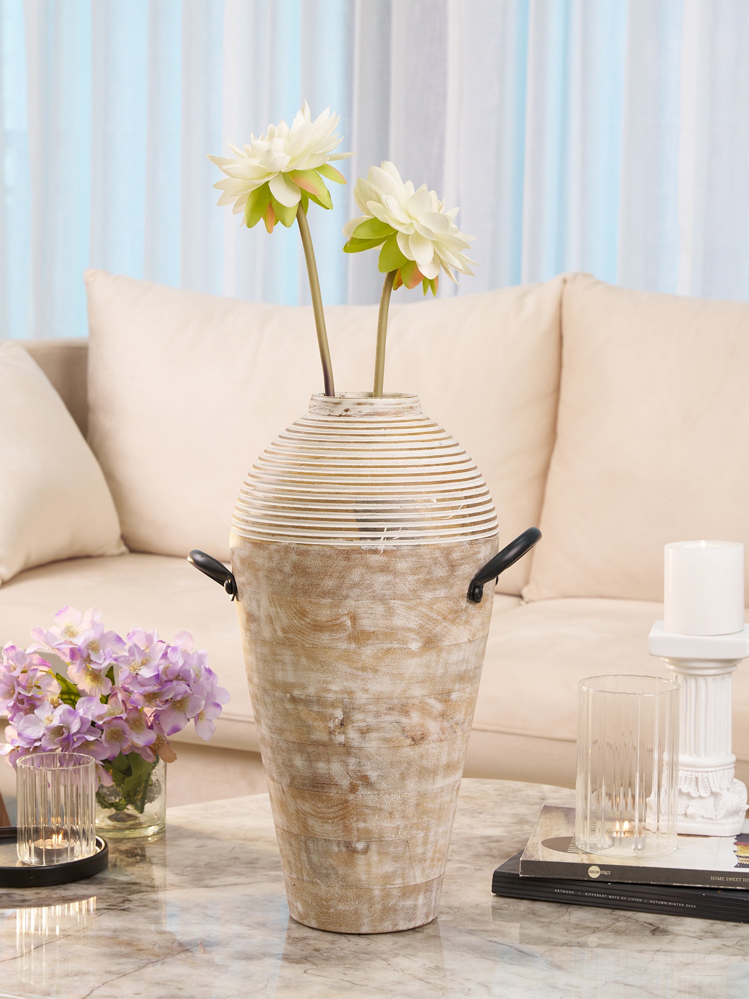 Arden Whitewood Handle Vase