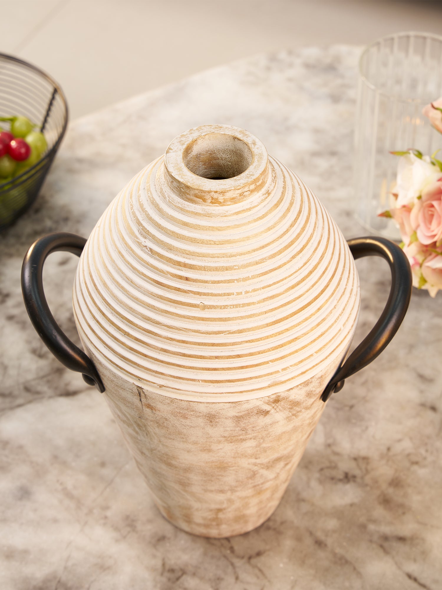 Arden Whitewood Handle Vase